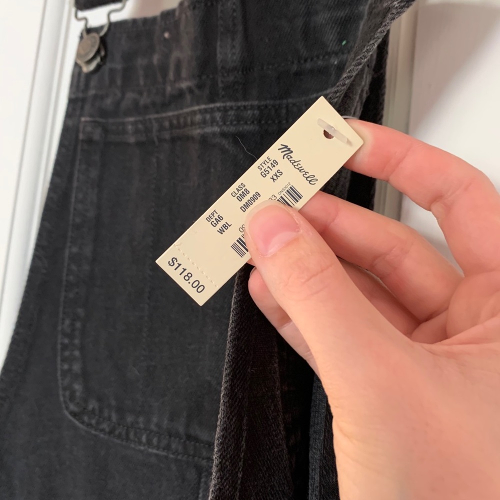 Madewell Black Denim Shorts Overalls - Picture 2 of 3